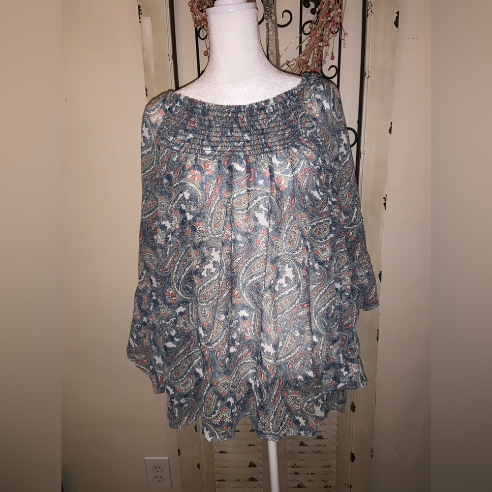 DB Dress Barn Sheer Paisley Blouse